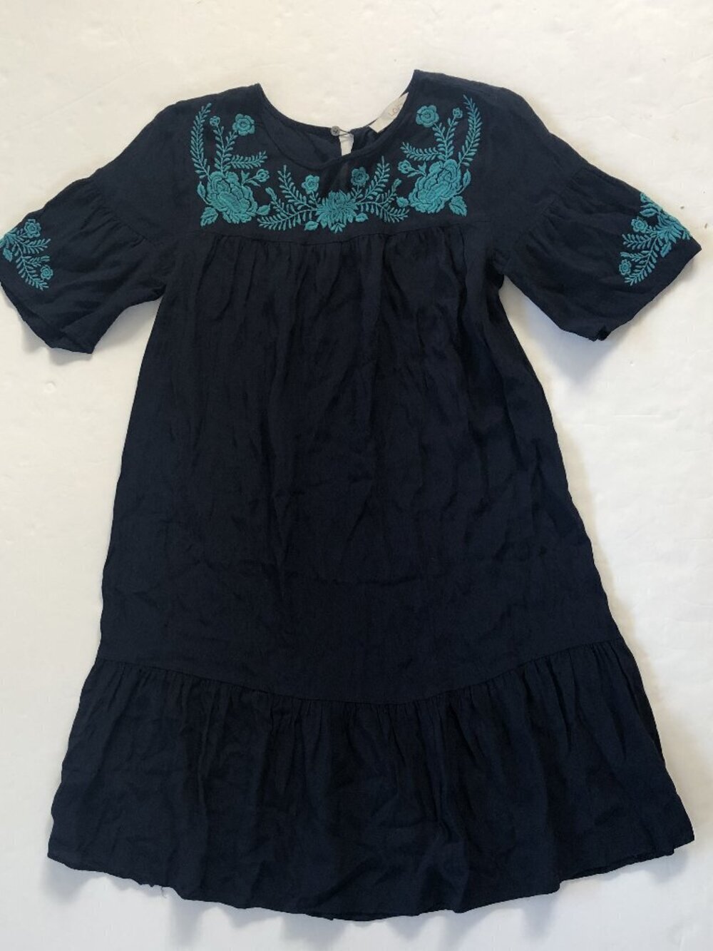 Loft Embroidered Boho Ruffle Dress Medium - Picture 6 of 11